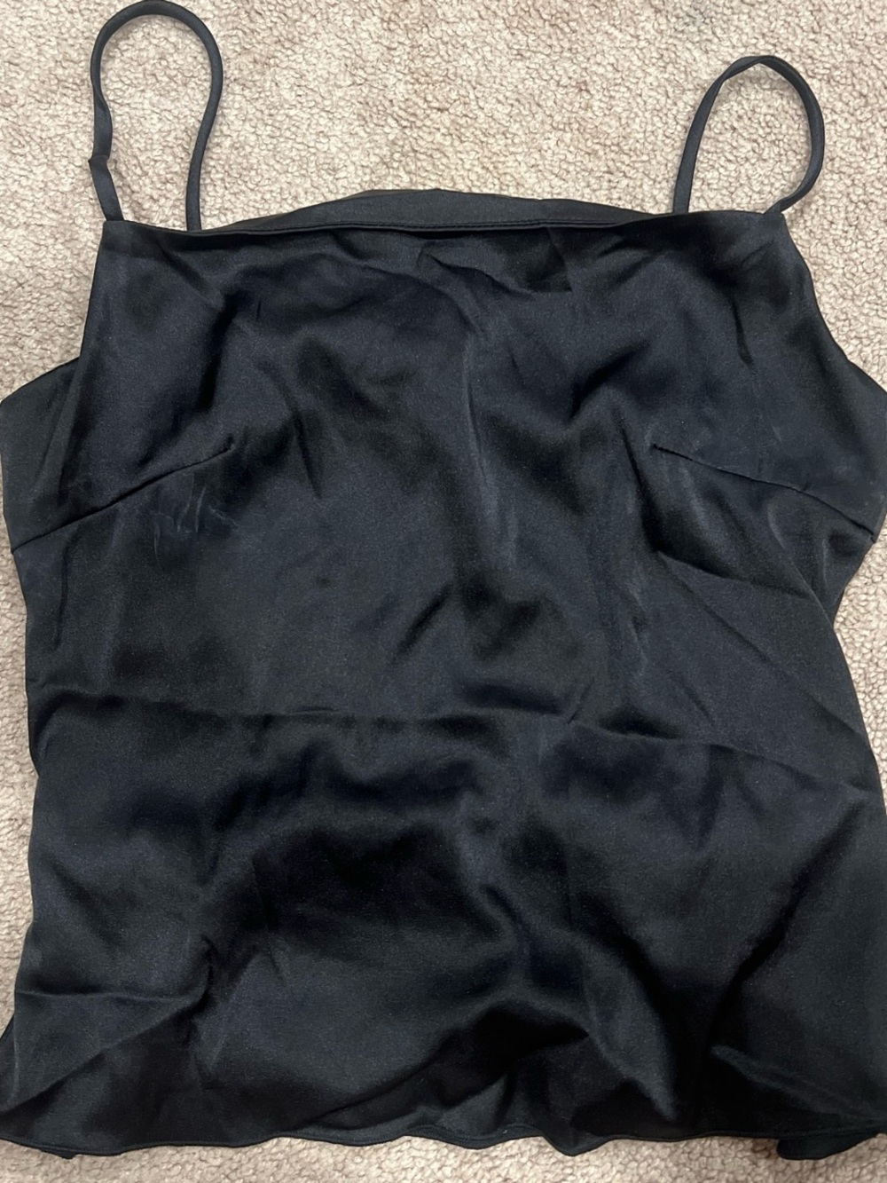 SHEIN Black Satin Spaghetti Strap Tank